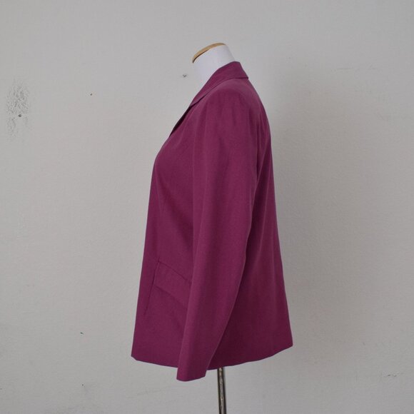 Vintage 90s Lightweight Magenta Silk Blazer by LA Cera size M - Picture 2 of 10